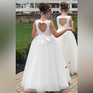 Davids Bridal Ball Gown Flower Girl Dress with Heart Cutout - size 7